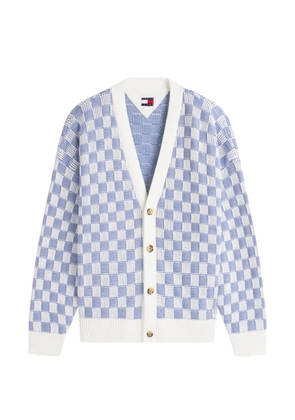 Tommy Jeans Tommy Badge checkerboard-knit cotton cardigan - White