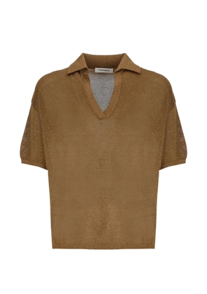 Kangra metallic-effect polo-collar T-shirt - Brown