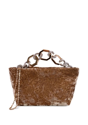 Gedebe crystal-embellished chain-handle tote bag - Brown