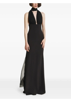 2310 STUDIO halterneck draped-panel maxi dress - Black