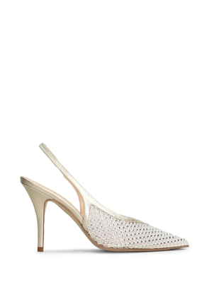 Chantal crystal-embellished slingback leather heeled pumps - Gold