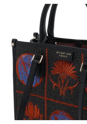 MY BEST BAG small Atena Liberty embroidered tote bag - Black