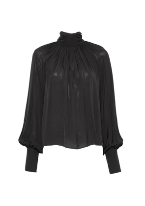 ANINE BING Anne gathered high-neck blouse - Black