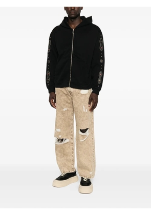 Htc Los Angeles stud-embellished zip-up hoodie - Black