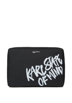Karl Lagerfeld Jeans graffiti-print logo-plaque laptop case - Black