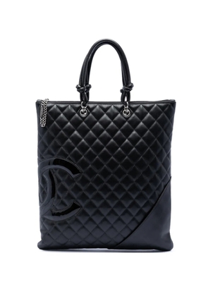 CHANEL Pre-Owned 2005-2006 Quilted Lambskin Cambon Ligne Flat tote bag - Black