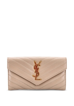Saint Laurent Pre-Owned Classic Monogram Flap Wallet Matelasse Chevron Leather Large small wallets - Neutrals