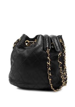 CHANEL Pre-Owned 1986-1988 Quilted Lambskin Drawstring Chain bucket bag - Black