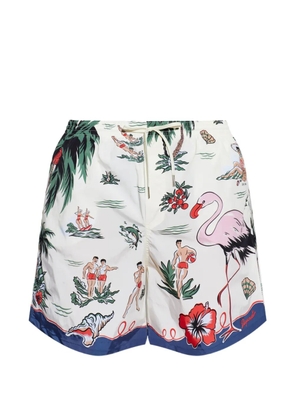 DSQUARED2 graphic-print drawstring swim shorts - White