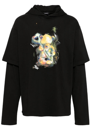 We11done teddy bear layered hoodie - Black