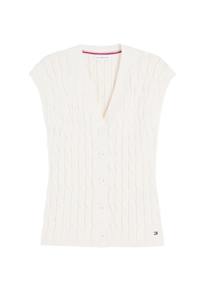 Tommy Hilfiger cable-knit sleeveless cardigan - Neutrals