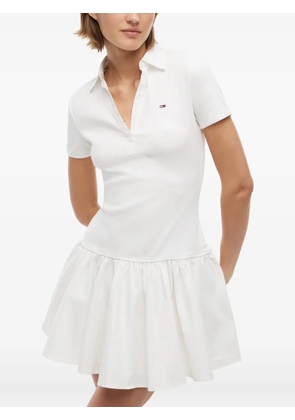 Tommy Hilfiger mini ribbed-knit ruffled dress - White