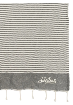 MC2 Saint Barth Foutas striped fringed beach towel - Black