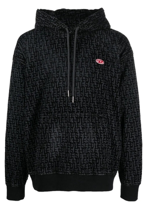 Diesel logo-print denim hoodie - Grey