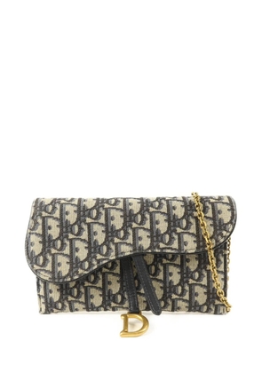 Christian Dior Pre-Owned small Saddle Oblique chain clutch bag - Neutrals