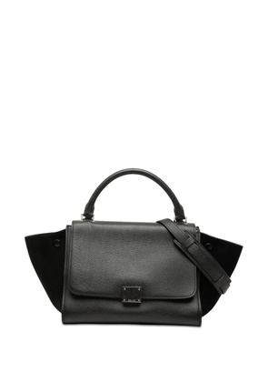 Celine Pre-Owned 2015 Small Drummed Calfskin and Suede Trapeze satchel - Black