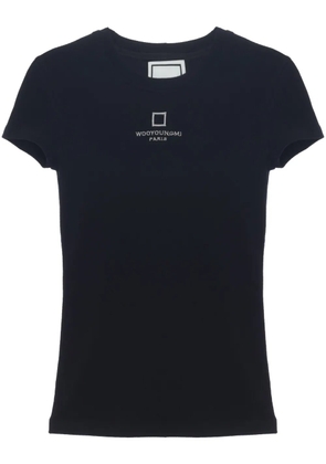 Wooyoungmi logo-embroidered cap-sleeve T-shirt - Black