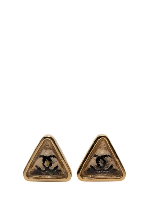 CHANEL Pre-Owned 2000 CC Gold Plated Gripoix Triangle Push Back Earrings costume earrings