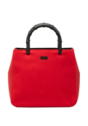 Gucci Pre-Owned 2000-2015 Wool and Calfskin Bamboo Top Handle Bag tote bag - Red