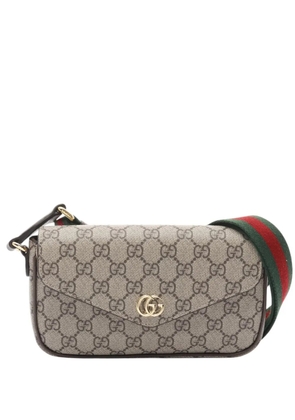 Gucci Pre-Owned 2016-2026 Mini GG Supreme Ophidia Web Flap shoulder bag - Neutrals