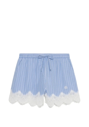 Simkhai Emmie lace-trim striped-pattern shorts - Blue