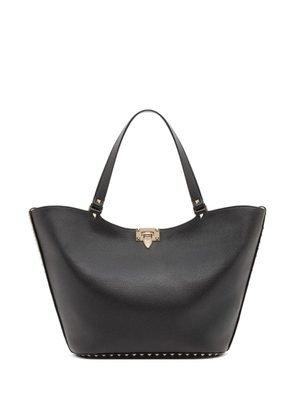 Valentino Garavani Rockstud grainy calfskin shopping bag - Black