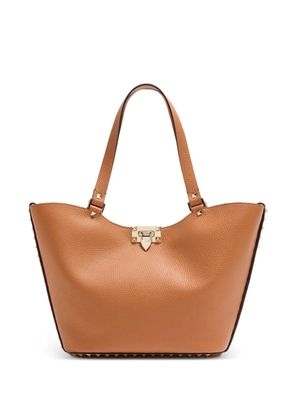 Valentino Garavani Rockstud grainy leather tote bag - Brown