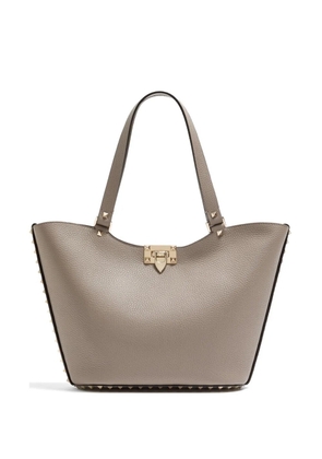 Valentino Garavani Rockstud small shopping bag in grainy calfskin - Grey