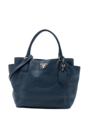 Prada Pre-Owned 2013-2026 Vitello Daino Side Pocket Convertible Tote satchel - Blue