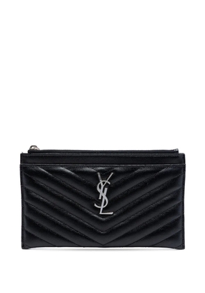 Saint Laurent Pre-Owned 2018 Grain De Poudre Chevron Monogram Bill Pouch clutch bag - Black