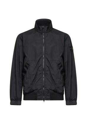 Stone Island logo-patch ribbed-trim lightweight jacket - Black