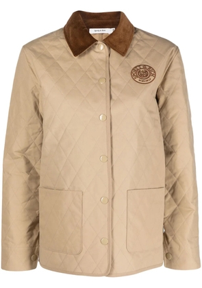 Sporty & Rich logo-embroidered diamond-quilted jacket - Neutrals