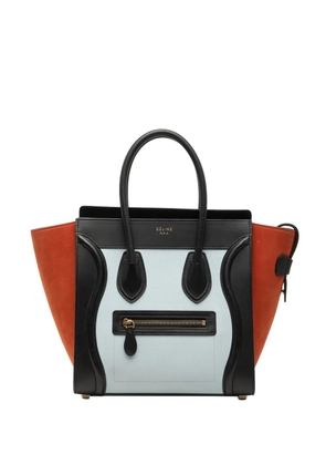 Celine Pre-Owned 2016 Micro Tricolor Nubuck and Calfskin Luggage tote bag - White