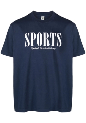Sporty & Rich text-print cotton T-shirt - Blue