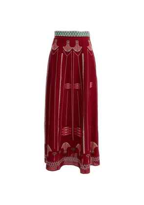 Emporio Sirenuse Camille embroidered high-waisted maxi skirt