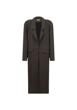 The Mannei single-breasted padded-shoulder coat - Brown