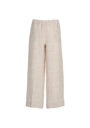 D.Exterior wide-leg turn-up trousers - Neutrals
