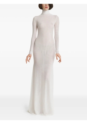 2310 STUDIO mesh high-neck maxi dress - White