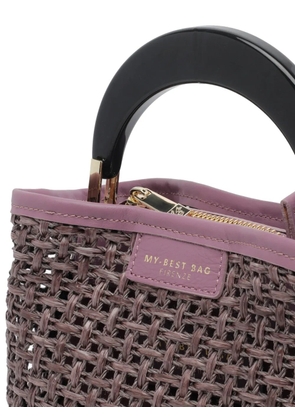 MY BEST BAG woven leather-trim clutch bag - Purple