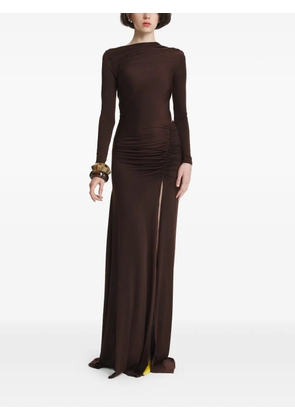 2310 STUDIO ruched open-back maxi dress - Brown