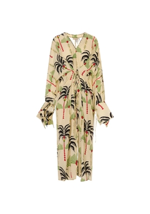 Anjuna palm-print Cassandra dress - Neutrals