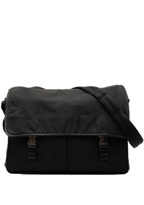 Prada Pre-Owned 2000-2013 Saffiano Trimmed Tessuto Double Buckle Messenger Bag crossbody bag - Black