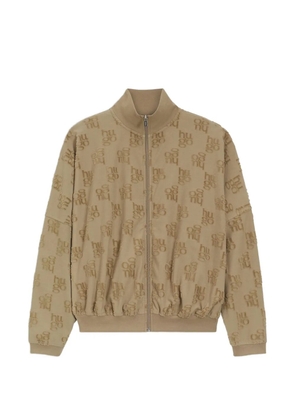 HUGO logo-embossed zip-up sweatshirt - Neutrals