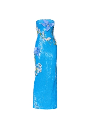 Monique Lhuillier Iris sequined floral-appliqué gown - Blue