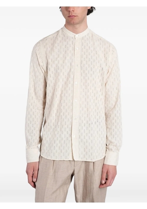 Tagliatore Cannes textured-stripe band-collar shirt - Neutrals