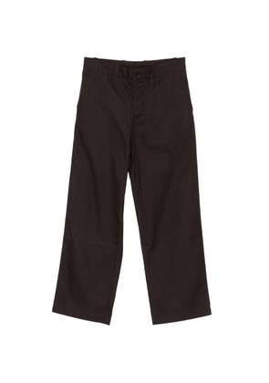 Lacoste pinstriped logo-patch trousers - Brown