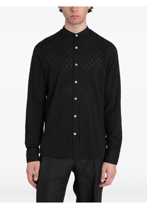 Tagliatore Cannes stripe-pattern band-collar shirt - Black