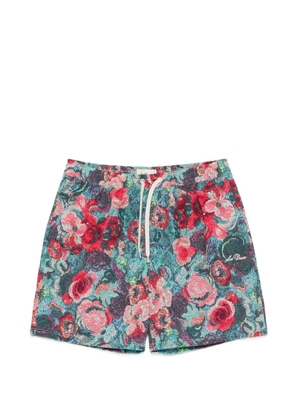 Les Deux Bouquet AOP floral-print tapestry-effect shorts - Blue