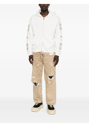 Htc Los Angeles stud-embellished zip-up hoodie - White