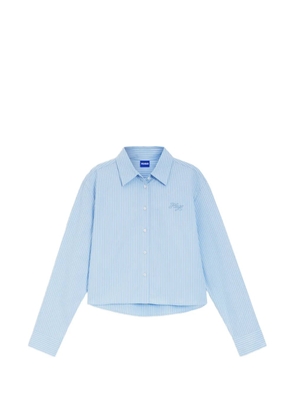 HUGO vertical-stripe cropped shirt - Blue